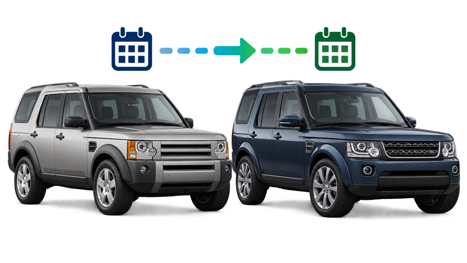Illustrative artwork comparing a Land Rover Discovery 3 and Discovery 4
