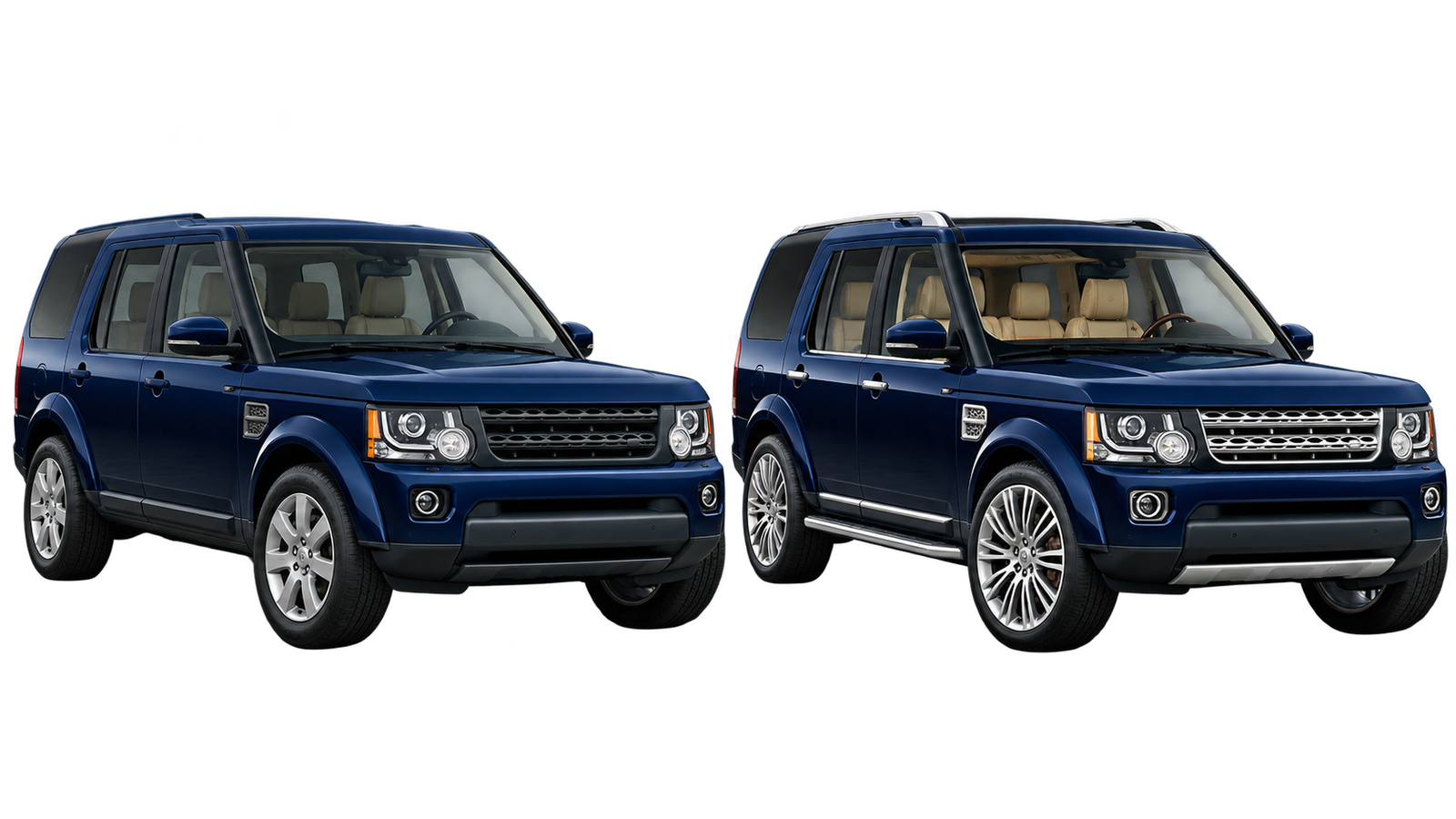 Illustrative artwork comparing Land Rover Discovery 4 HSE and HSE Luxury trims